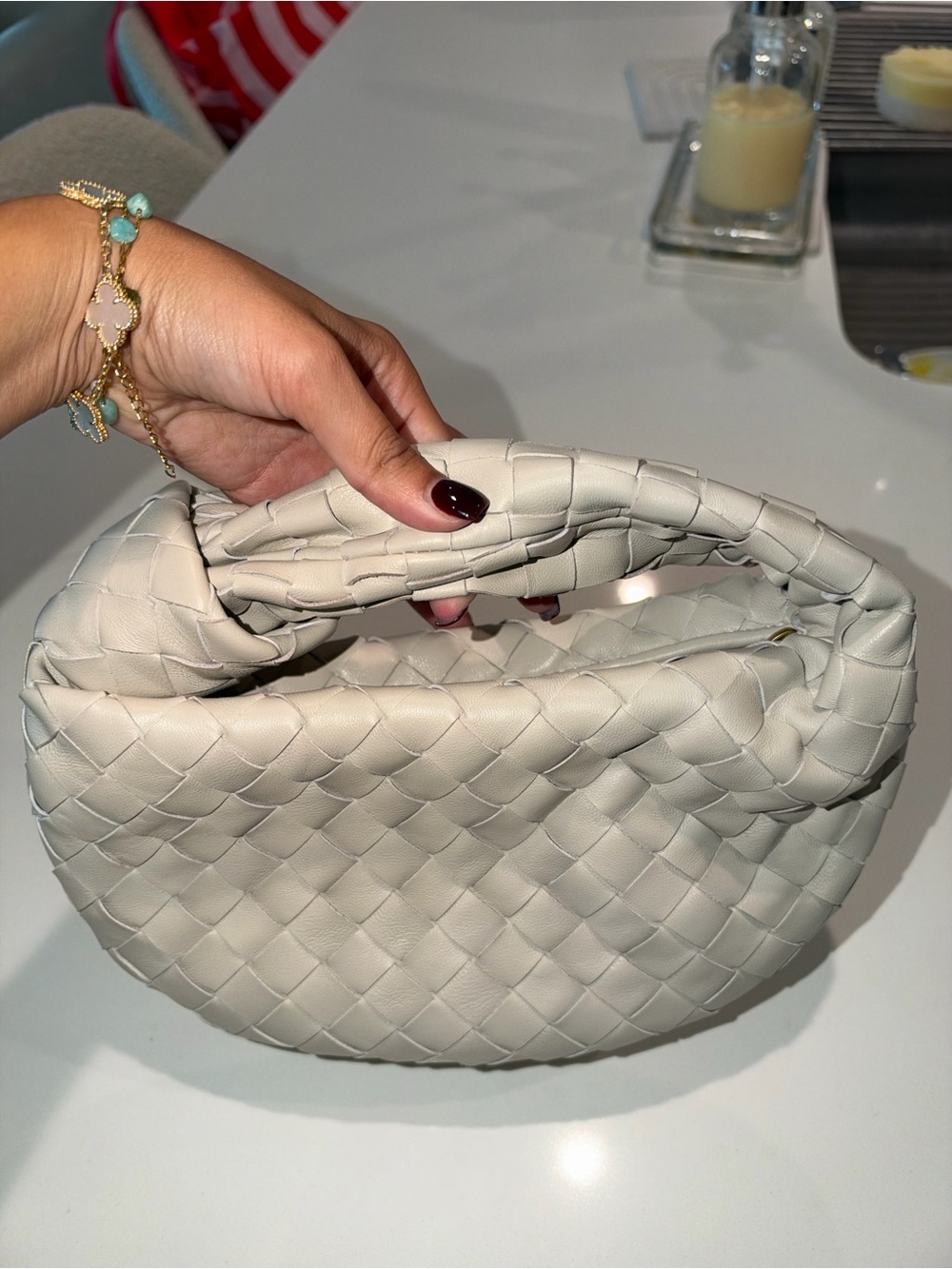 Woven Hobo Shoulder Bag - Cream